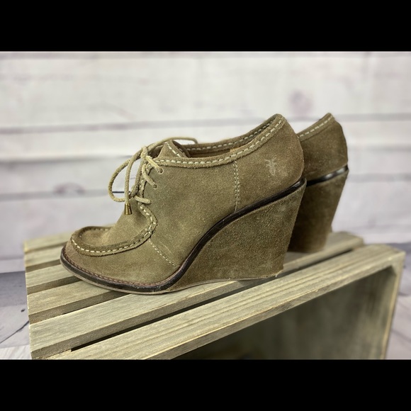 Frye Caroline Low Ankle Lace Grey Wedge - 8.5 US - Picture 2 of 12